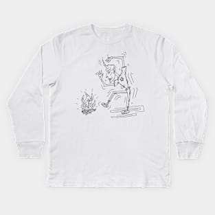 devil dance lineart Kids Long Sleeve T-Shirt